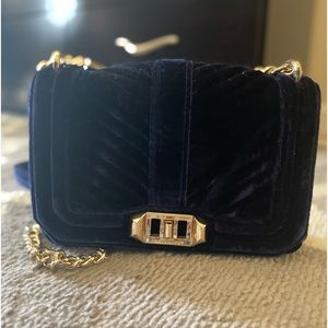 Rebecca Minkoff deep blue velvet crossbody bag